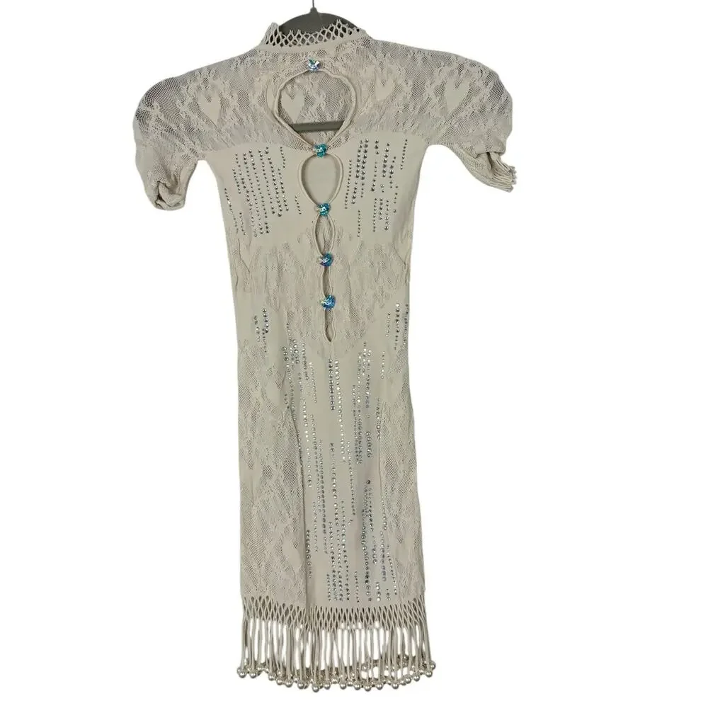 Poster Girl Yemaya Fringe Dress Lace Embellished Party Festival Boho One Size
